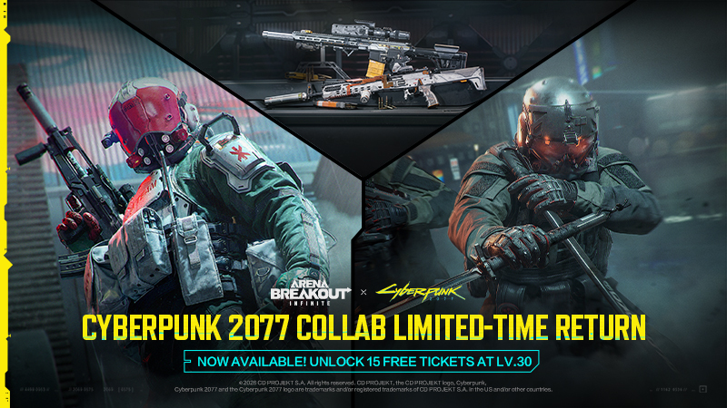 《Arena Breakout: Infinite》×《赛博朋克 2077》联动回归 限时红物品与主题外观上线